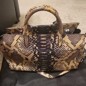 Saint Laurent Python Print Handbag - Black and Tan